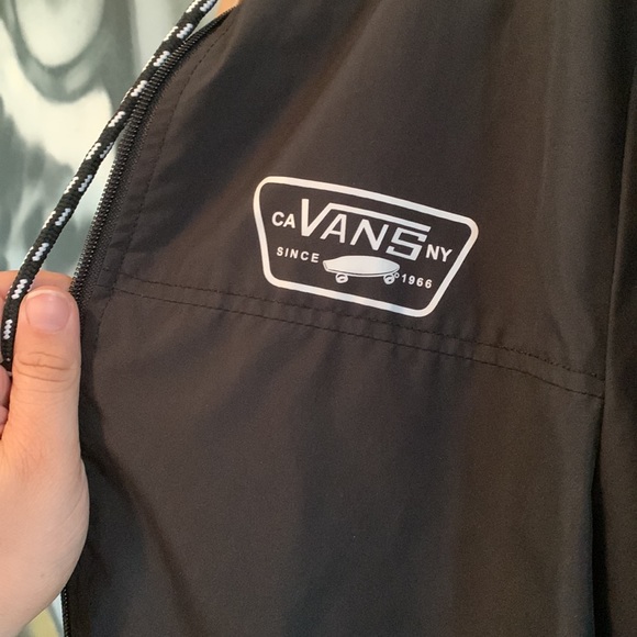 Black Vans Zip Up Windbreaker Hoodie - Picture 6 of 7
